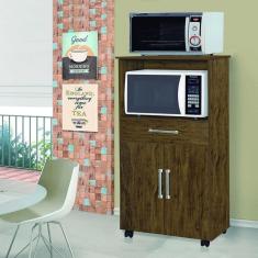 Balcão Nicho para Microondas 2 Portas Ipê Móveis Primus Amêndoa Wood