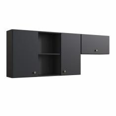 Armário de Cozinha 3 Portas e 2 Nichos Atena Gralar Preto Onix