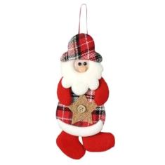 Enfeite Pendente Árvore Natal Papai Noel Xadrez 17cm