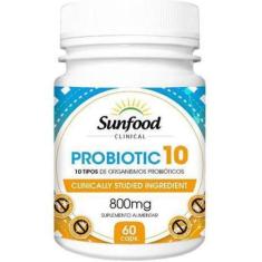 Probiotic 10 Tipos Probióticos Sunfood 60 Cápsulas