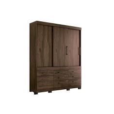 Guarda Roupa Casal 3 Portas De Correr E 9 Gavetas C/ Pés Click 3.9 ébano - Santos Andirá