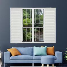 Janela Veneziana de Alumínio 6 Folhas 100 x 100cm Linha Modular com Grade Branco
