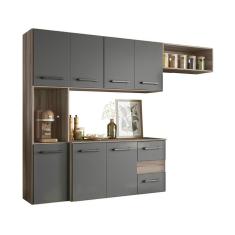 Armario Cozinha 7 Portas E 2 Gavetas Juliete Carvalho Nature/chumbo Carvalho Nature/chumbo