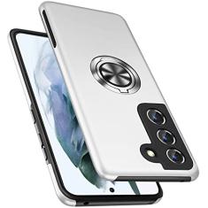 PELEPUES Capa à prova de choque para Samsung Galaxy S21 5G, [capa de câmera embutida] capa de telefone de grau militar com suporte de anel de metal embutido [suporte magnético para carro] para S21,