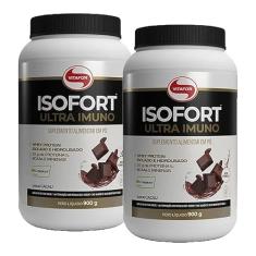 Kit 2X: Isofort Whey Protein Ultra Imuno Sabor Cacau Vitafor 900g
