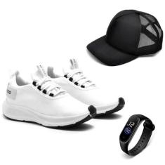 Tenis Masculino Esportivo Academia Caminhada + Boné e Relógio - DM DAM