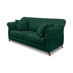 Sofá Decorativo 200cm 3 Lugares com 4 Almofadas Armstrong Veludo Verde Floresta G63 - Gran Belo