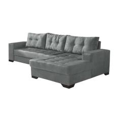 Sofá 5 Lugares Dijon com Chaise Direito Suede Cinza - Mobly