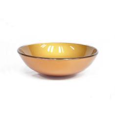 Cuba de vidro redonda 31cm dourado real - CubaseGabinetes