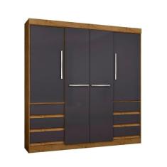 Guarda Roupa Casal Solteiro com 04 portas 6 gavetas madeira MDP Quarto