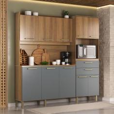 Cozinha Compacta 200cm 10 Portas e 2 Gavetas com Tampo 355 Luciane Móv