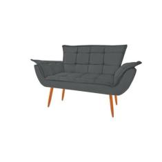 Namoradeira Opala Decorativa 2 Lugares Suede Cinza Grafite - Maitê Mod