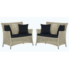 2 Sofás área Externa Igapó Alumínio Marrom Corda Náutica E12 Rami