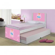 Bicama Juvenil Barcelona Bailarina Clássica Solteiro MDF MDP Branco Tebarrot Móveis