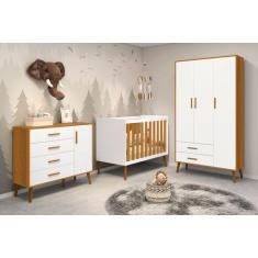 Quarto Isis Berço Americano 2 em 1 + Comoda Sapateira + Guarda Roupa I