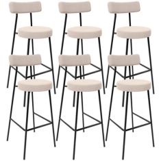 Kit 06 Banquetas Altas Cozinha Bar Sala De Jantar Em Aço Milão L02 Sue