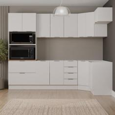 Cozinha Modulada 7 Peças sem Tampo com Rodapé Ipanema CabeCasa Madeira