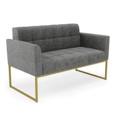 Sofá Namoradeira Elisa Linho Base Metálica Industrial Dourado D03 - D'