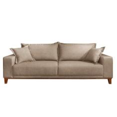 Sofá Fixo Argos 3 Lugares Luxo 2,20 M Castellar Móbile, Linho bege