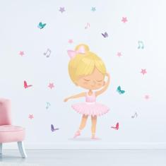 Adesivo de Parede Bailarina para Quarto de Menina (Bailarina Loira)