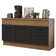 Balcão de Pia Madesa Agata 150 cm 2 Portas e 2 Gavetas (Com Tampo) - Rustic/Preto