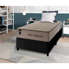 Conjunto Cama Box Espuma San Diego Bege Solteiro 96x203x67