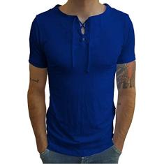Camiseta Bata Viscose Com Elastano Manga Curta tamanho:g;cor:azul