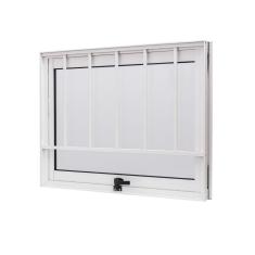Janela de Alumínio Maxim-Ar 60x80cm com Grade e Vidro Boreal Cristal Ramassol Branco