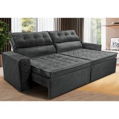 Sofá 3 Lugares Cama inBox Belém Retrátil e Reclinável Revestido em Suede Velusoft - 200cm de Largura