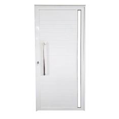 Porta Lambril de Alumínio Esquerda 210 x 80cm com Visor Linha Veneza Esquadrias Bergame Branco