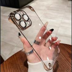 Luxo sem fronteiras transparente caso de telefone para iphone 11 12 13 14 pro max plus galvanizado claro pára-choques capa, ouro, para iphone 11