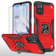 Asuwish Capa de telefone para Motorola Moto E22/E22i 4G com protetor de tela de vidro temperado e suporte de anel suporte fino híbrido protetor móvel acessórios para celular E 22 22i mulheres homens