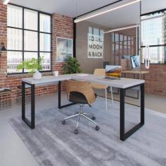 Escrivaninha em L Yon Diretor 150x70x75 Branco/Preto