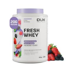 Kit Fresh Whey Protein + Coqueteleira - 20g de Proteínas por Porção - Suplementos Naturais, Suplementação Treino Academia - Frutas Vermelhas - 900g - Dux Human Health
