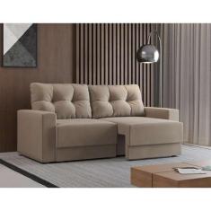 Sofá 2 Lugares Retrátil Lubeck Suede Bege 140 cm - Mobly
