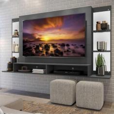 Painel TV 60" c/ Espelho e Prateleiras de Vidro Nairóbi Plus Multimóve