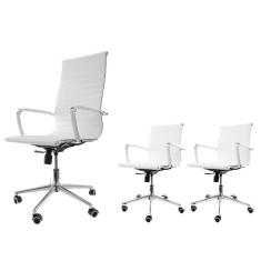 Kit Cadeira de Escritório Presidente Stripes + 2 Cadeiras de Escritóri