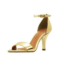Sandália Salto Alto Fino Luiza Sobreira Ouro Mod. 1374