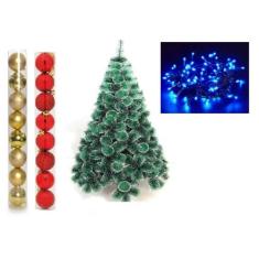 Arvore de Natal Pinheiro Nevada 1,50 metros 138 galhos com enfeites - 