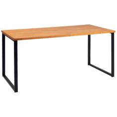 Mesa Jantar Cozinha I07 Madeira Taeda 180x77 Cm Mell Aço Preto Dmobiliario Mell