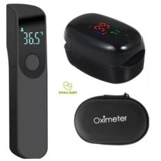 Kit 2 em 1 Oxímetro Dedo/Pulso Oled Adulto e Pediátrico + Termometro I