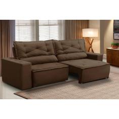 Sofá Retrátil e Reclinável 3 lugares com Molas 2,00m Livia Suede Marrom Adonai Estofados