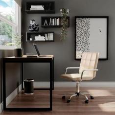 Cadeira de Escritório Administrativa Giratória Fitz Bege - Mobly