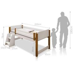 Cama Solteiro Paty Branco Com Mel Com Baú Adesivado Filhote Azul