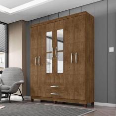 Guarda Roupa Casal Ambiente Modena Com Espelho 6 Portas Malbec - Incor