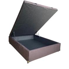 Cama Box Baú Viuvão Suede Marrom Com Pistão A Gás - Estrutura Reforçada - Imperium do Sono