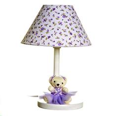 Potinho de Mel Abajur Madeira Ursa Bailarina Quarto Bebê Infantil Menina Lilás