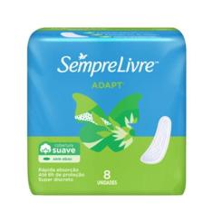 Absorvente Externo Sempre Livre Adapt Sem Abas Suave 8 Unidades
