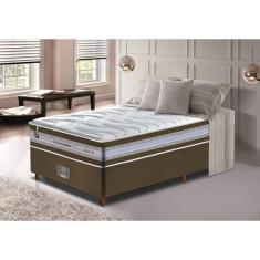 Conjunto Cama Box Solteiro de Molas Ensacadas D33 Cama inBox Select Firme 88x188x71 Café