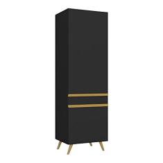 Paneleiro 2 Portas 62cm Veneza Multimóveis V3739 Preto/dourado